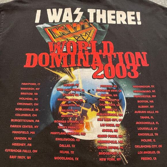 Vintage KISS World Domination 2003 Tour Shirt Mens XL Band Tee Y2K Rock Concert - Picture 5 of 8